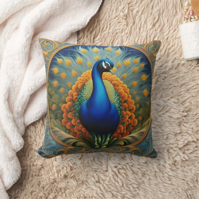 Peacock zeigt helle Federn Kissen (Decke)