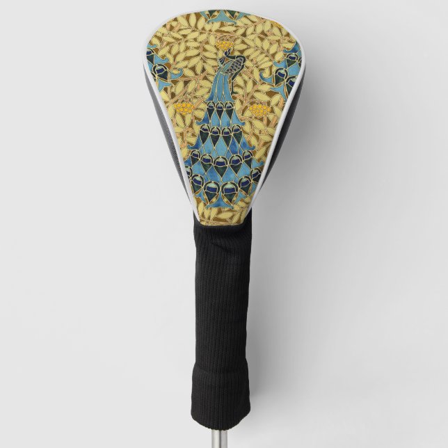 Peacocks Birds Rowan Trees Art Nouveau Golf Headcover (Vorderseite)