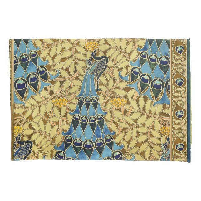 Peacocks Birds Rowan Trees Art Nouveau Kissenbezug (Vorderseite)