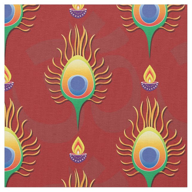 Peacocks Feder mit Diwali (Diwali) Stoff (Nahaufnahme)