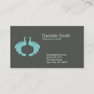 PEACOCKS in AQUA Business Card Visitenkarte