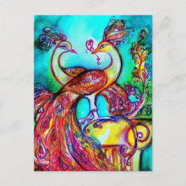 PEACOCKS IN LIEBE MONOGRAMM Rot-blaue Turquase grü Postkarte