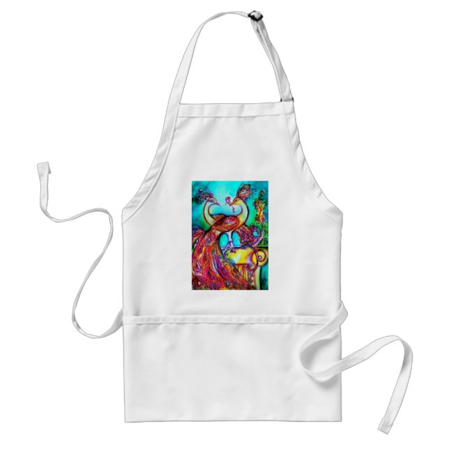 PEACOCKS IN LIEBE MONOGRAMM Rot-blaue Turquase grü Schürze (Vorne)