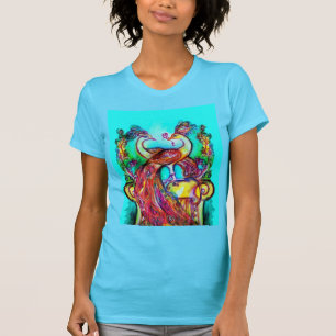 PEACOCKS IN LIEBE MONOGRAMM Rot-blaue Turquase grü T-Shirt