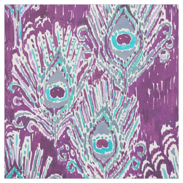 Peacocky Feder-Pflaumen-Aquarell Stoff (Muster)