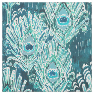 Peacocky Federaquamariner Watercolor Stoff
