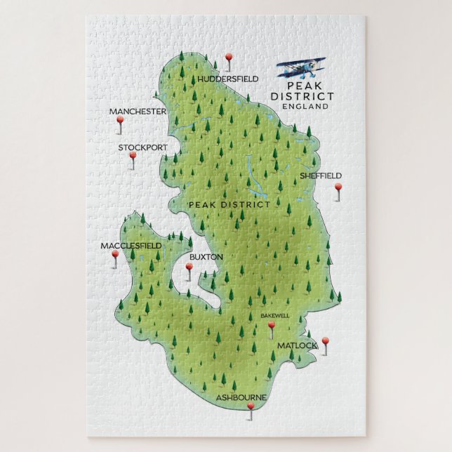 Peak District England Map (Vertikal)