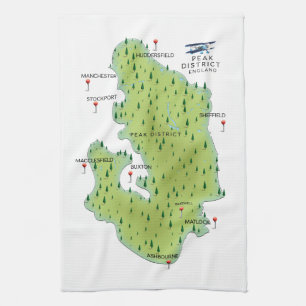 Peak District England Map Geschirrtuch