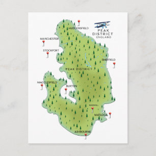 Peak District England Map Postkarte