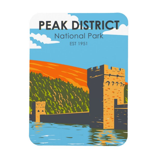 Peak District National Park England Vintag Magnet (Vertikal)