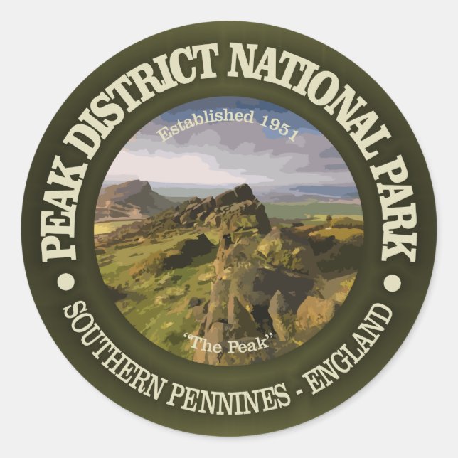 Peak District NP Runder Aufkleber (Vorderseite)