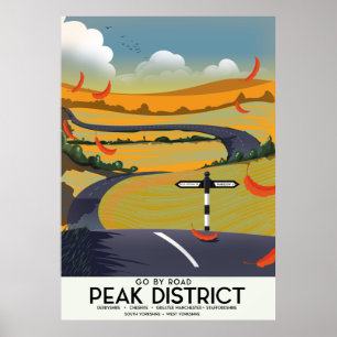 Peak-District-Straßen-Reiseplakat Poster