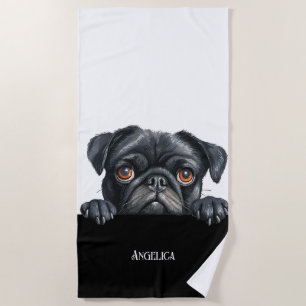 Peak Mops Hund lustig niedlicher Hundebesitzer Som Strandtuch