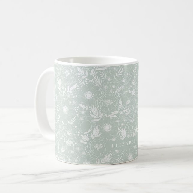 Peak und Anemone Illustrierte Blume Kaffeetasse (Vorderseite Links)