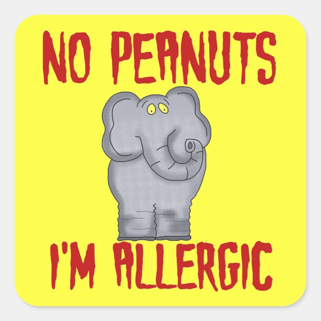 Peanut Allergy Elephant Quadratischer Aufkleber (Vorderseite)