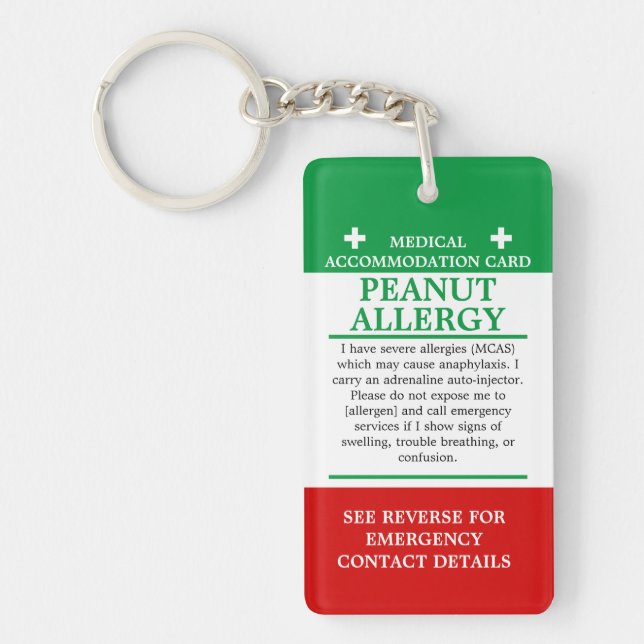 Peanut Allergy Medical Alert ICE unsichtbare Krank Schlüsselanhänger (Vorderseite)