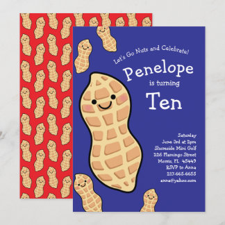 Peanut Birthday Party Kinder Niedliche Nut Cartoon Einladung