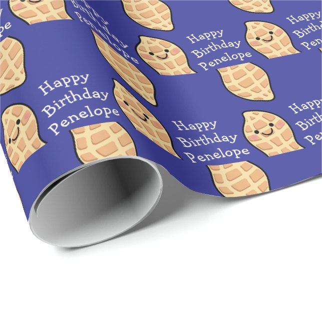 Peanut Birthday Party Kinder Niedliche Nut Cartoon Geschenkpapier (Rolleneckpunkt)