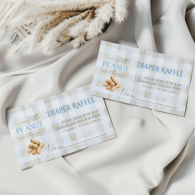 Peanut Boy Blue Gingham Babyshower-Windel-Spiel Begleitkarte (Von Creator hochgeladen)