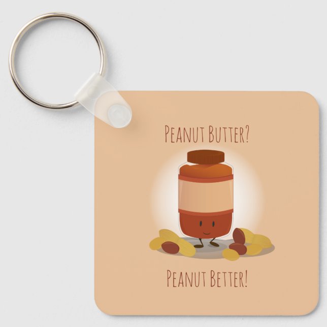 Peanut Butter Jar Nuts Niedlich Food Illustration Schlüsselanhänger (Vorderseite)