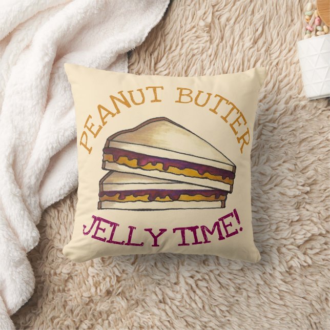 Peanut Butter Jelly Time PBJ Sandwich Feinschmecke Kissen (Decke)