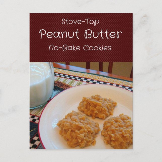 Peanut Butter No-Bake Cookies Rezept Card Postkarte (Vorderseite)