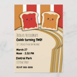 Peanut Butter Strawberry Jelly PB&J Birthday Party Einladung