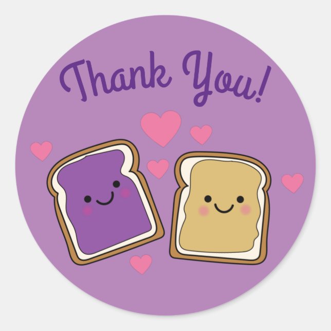 Peanut Butter und Jelly Birthday Party PBJ Danke Runder Aufkleber (Vorderseite)