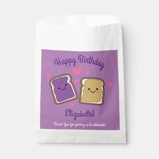 Peanut Butter und Jelly Birthday Party PBJ Geschenktütchen (Vorderseite)
