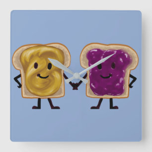 Peanut Butter und Jelly Sandwich Buddies Quadratische Wanduhr