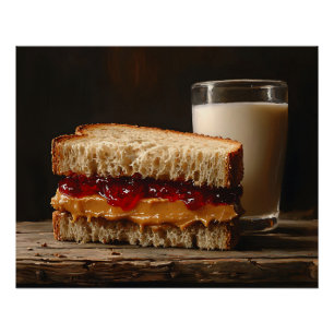 Peanut Butter und Jelly Sandwich Milk Painting Poster