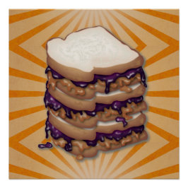 Peanut Butter und Jelly Sandwiches glänzendes Post Poster