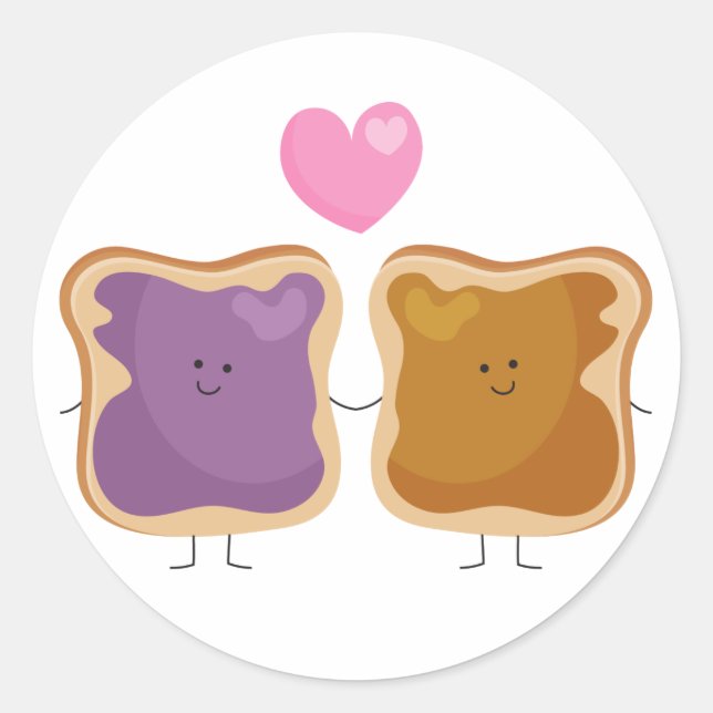 Peanut-Butter und Liebe-Aufkleber für Jelly Runder Aufkleber (Vorderseite)