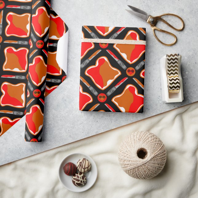 Peanut Butter und Strawberry Jam Seamless Patter Geschenkpapier (Kunsthandwerk)