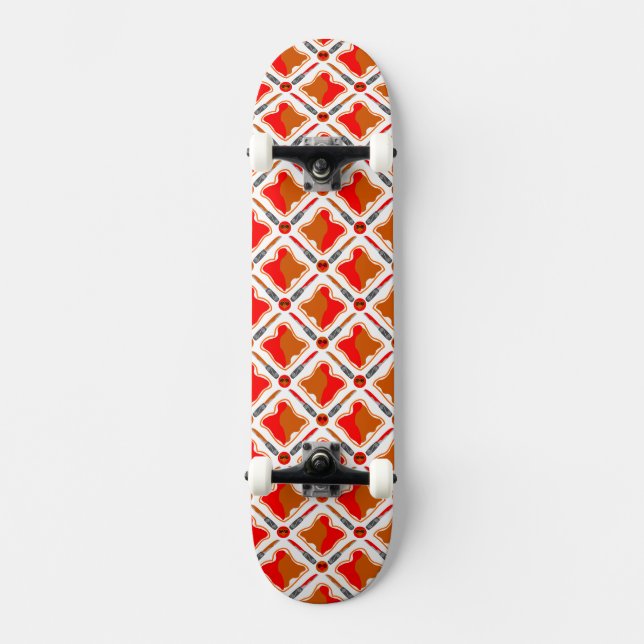 Peanut Butter und Strawberry Jam Seamless Patter Skateboard (Vorderseite)