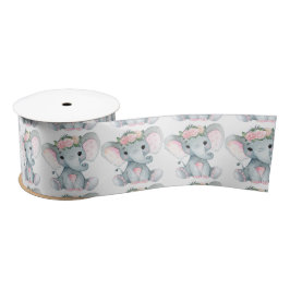 Peanut Elephant Satin Ribbon Spool Rosa Rosen Satinband