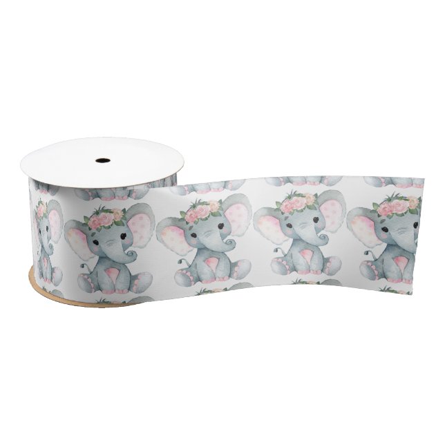 Peanut Elephant Satin Ribbon Spool Rosa Rosen Satinband (Spule)