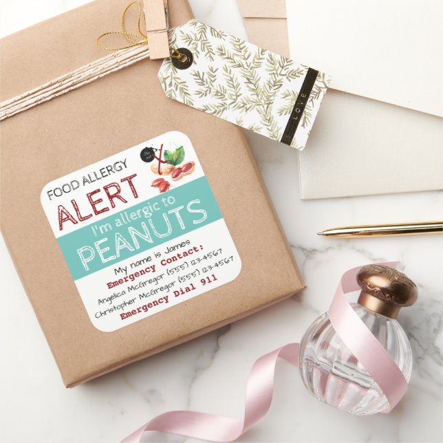 Peanut Food Allergy Sticker Light Aquamarin (Schenken)
