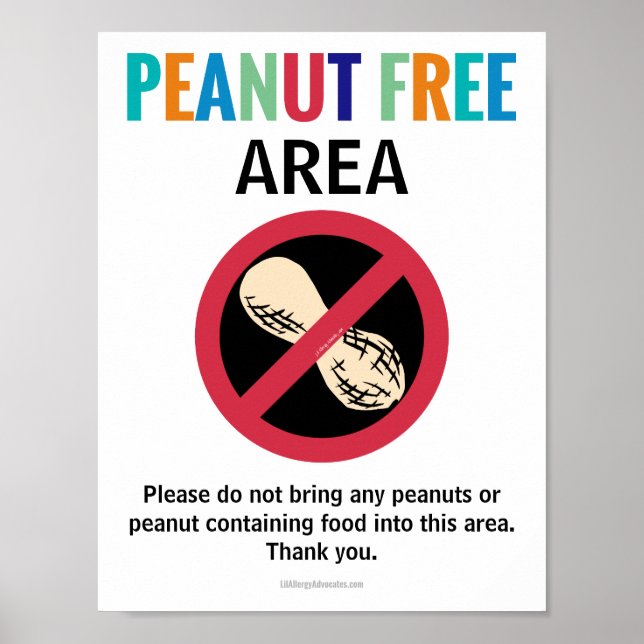Peanut Free Area Customized Allergy Work Area Poster (Vorne)
