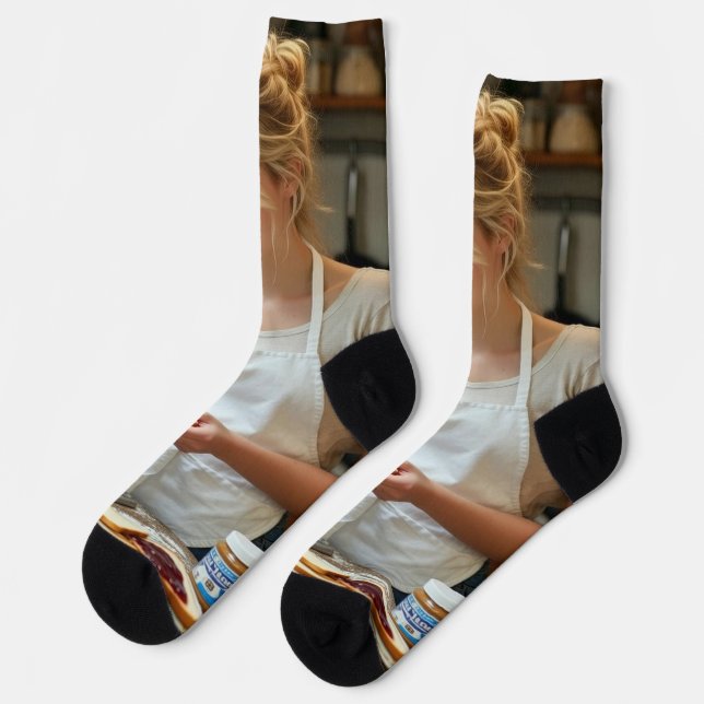 Peanutbutter and Jelly Sandwich Custom Socken (Linkes Detail)