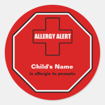 Peanuts Allergy Medical Alert Custom Std Sticker