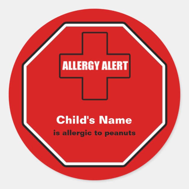 Peanuts Allergy Medical Alert Custom Std Sticker (Vorderseite)