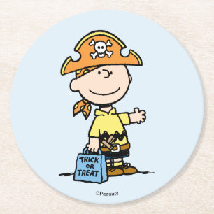 Peanuts Charlie Brown Pirat Halloween Runder Pappuntersetzer