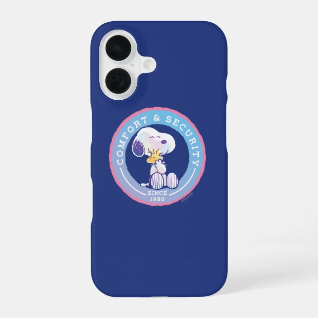 Peanuts | Comfort & Security Abzeichen Blau iPhone 16 Hülle (Rückseite)