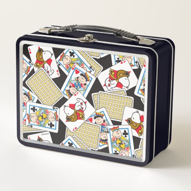 Peanuts Gang Card Deck Pattern Metall Brotdose (Vorderseite)