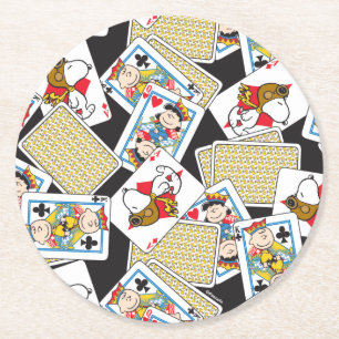 Peanuts Gang Card Deck Pattern Runder Pappuntersetzer