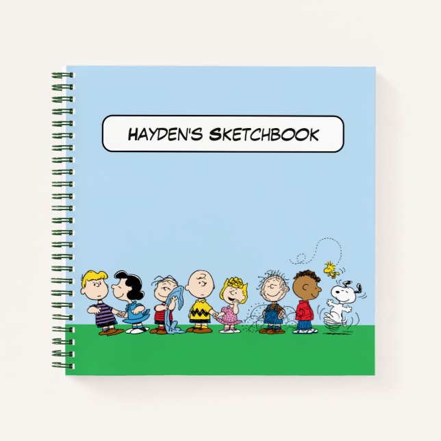 Peanuts Gang Group Lineup Zeichnend Notizbuch (Vorderseite)