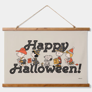 Peanuts-Gang Happy Halloween-Parade Wandteppich Mit Holzrahmen