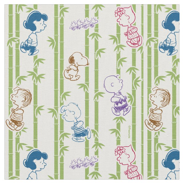 Peanuts Gang Sketch Print Bambus Stoff (Nahaufnahme)