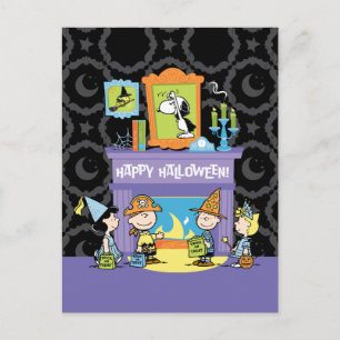 Peanuts Halloween-Geisterhallen Postkarte